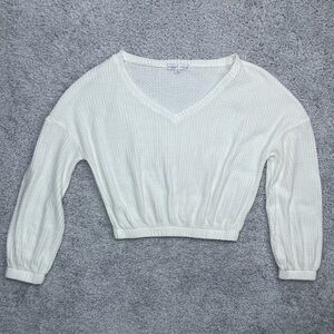 Moa Moa top Womens XS Waffle Knit V-Neck Long Sleeve Layering Warm Comfy Soft